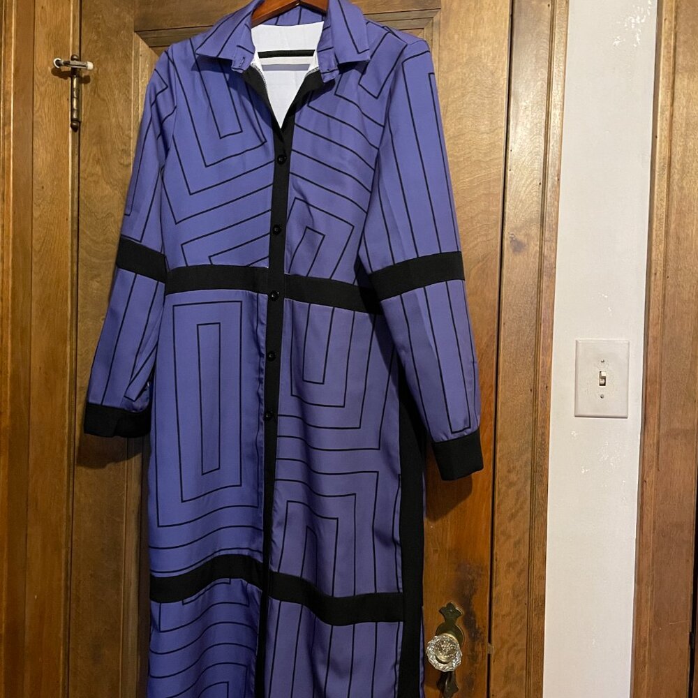 Be the boss!! Amazing Purple Button Down Women's Collared Shirt Maxi Dress - 2X
